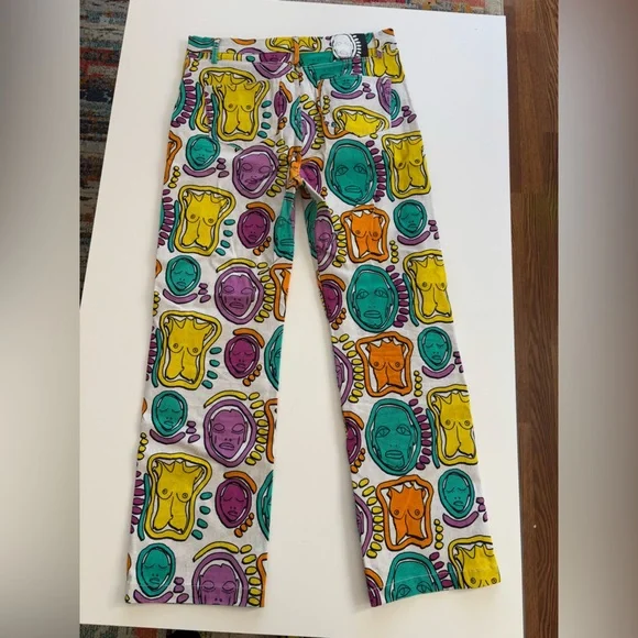 Patrick Church - “All Over You” Motif Color Denim Jeans (32”)